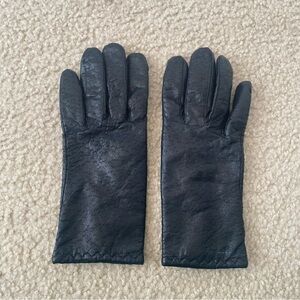 Women’s Faux Leather Vintage Black Gloves Size Large